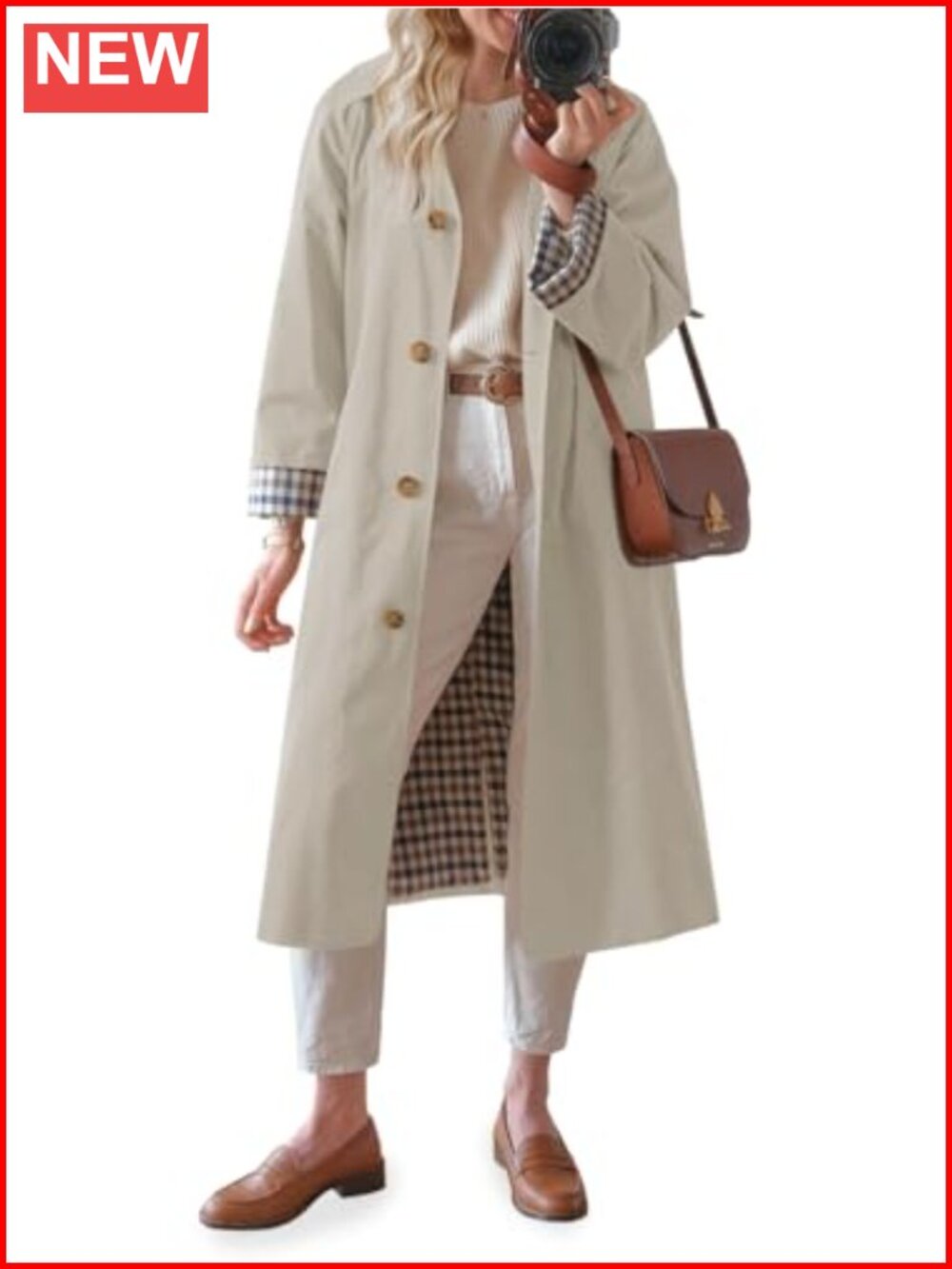 Women's Long Oversized Windproof Trench Coat 100% Polyester
